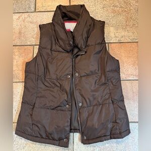 Old Navy Women's Brown Full Zipper and Snap Closure Puffer Vest Size Small
